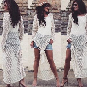 Wild Bleu Ivory Crochet Maxi Top